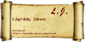 Légrády János névjegykártya